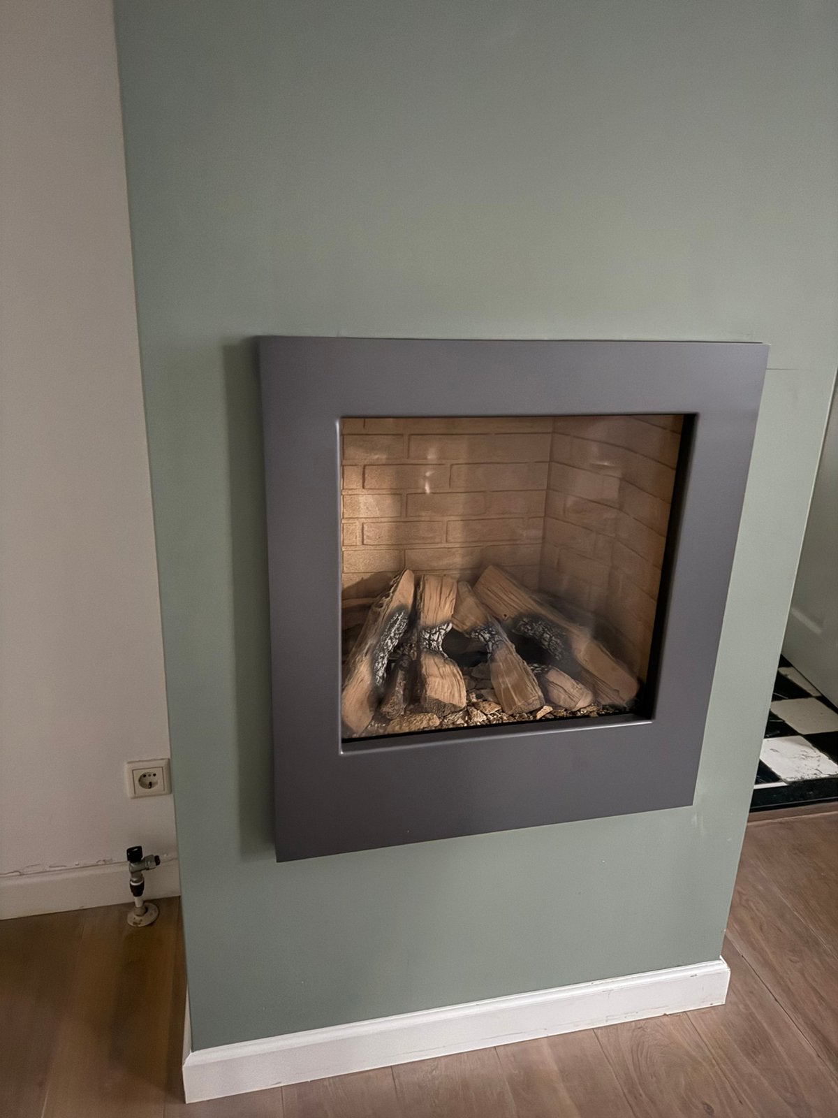 Gaskachel inbouw kachel inlc ontluchtingskappen, Ophalen, Zo goed als nieuw, Inbouwhaard, Gashaard