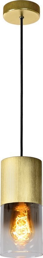 Lucide ZINO Hanglamp - Ø 10 cm - E27 - Mat Goud / Messing, Nieuw, Ophalen of Verzenden, Glas, Minder dan 100 cm