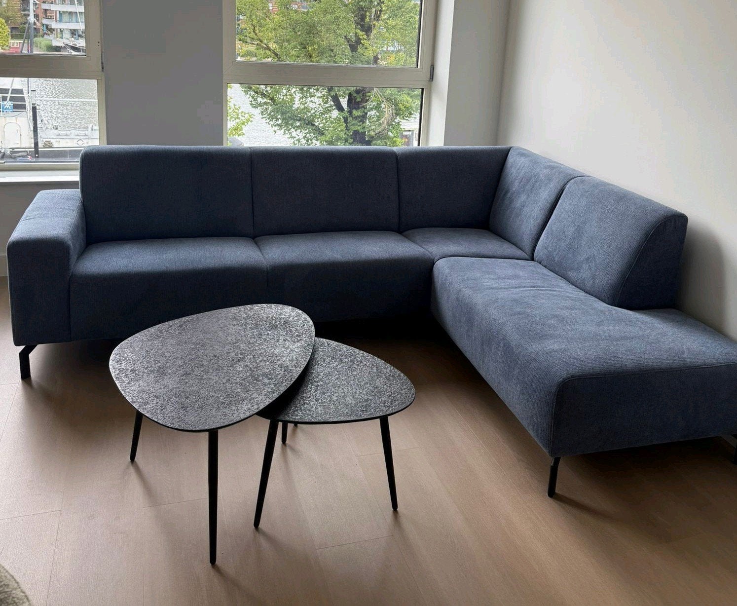 Hoekbank Mercury en  2 salontafels Metallic zgan, Huis en Inrichting, Ophalen, Zo goed als nieuw, Stof