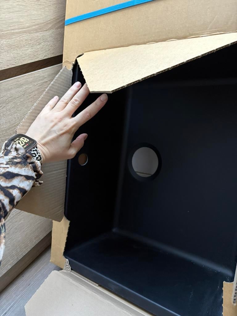Nieuwe Zwarte Inbouw Spoelbak - Compleet in Doos, Huis en Inrichting, Ophalen of Verzenden, Nieuw
