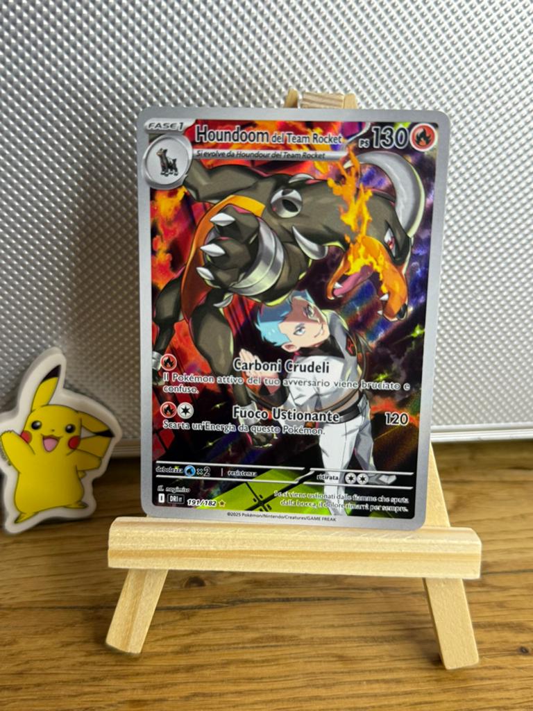 Pokémon TCG Team Rocket's Houndoom #191/182, Ophalen of Verzenden, Zo goed als nieuw, Losse kaart, Foil