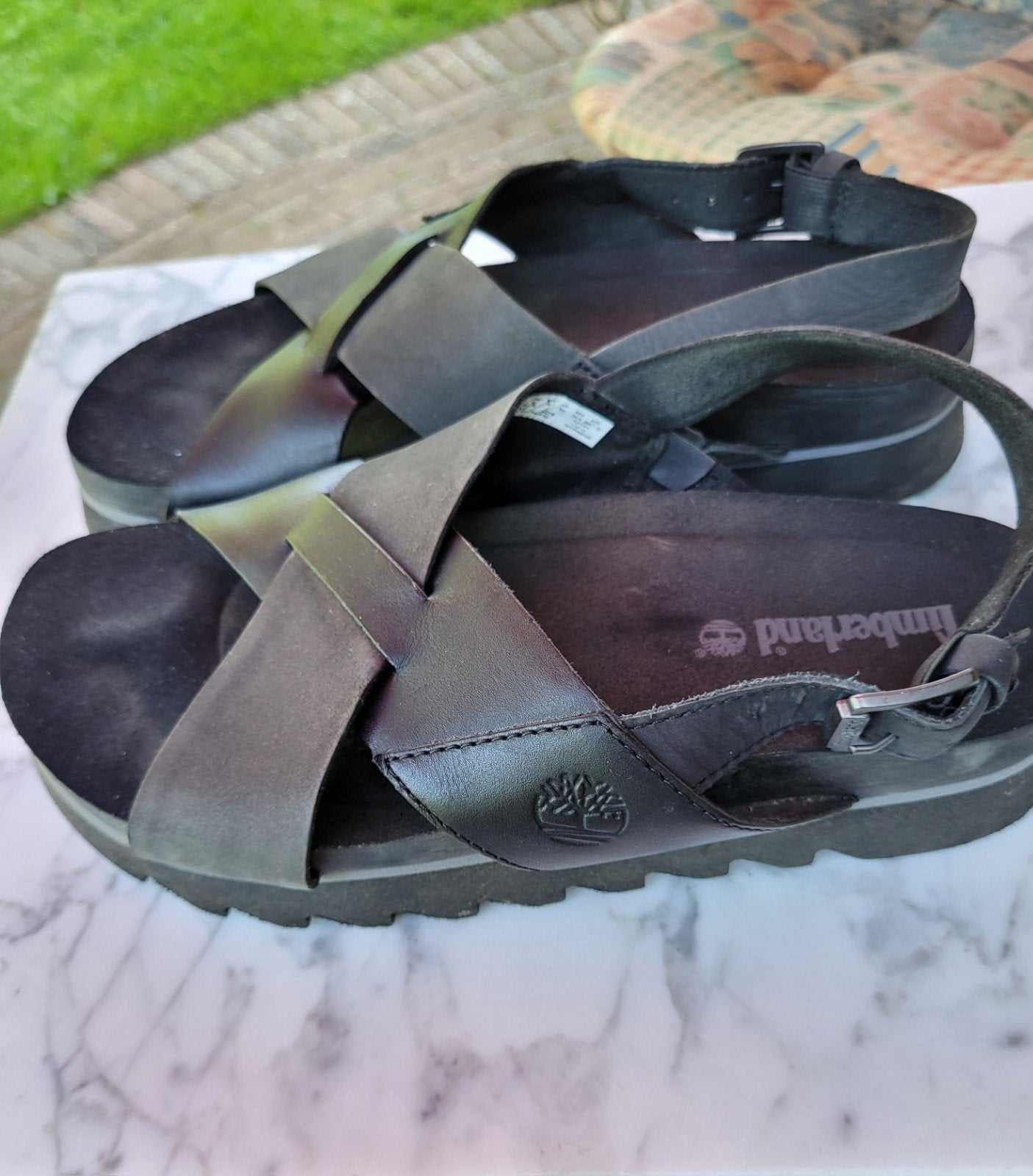 Timberland damessandalen mt.39 zwart zgan, Ophalen of Verzenden, Zo goed als nieuw, Zwart