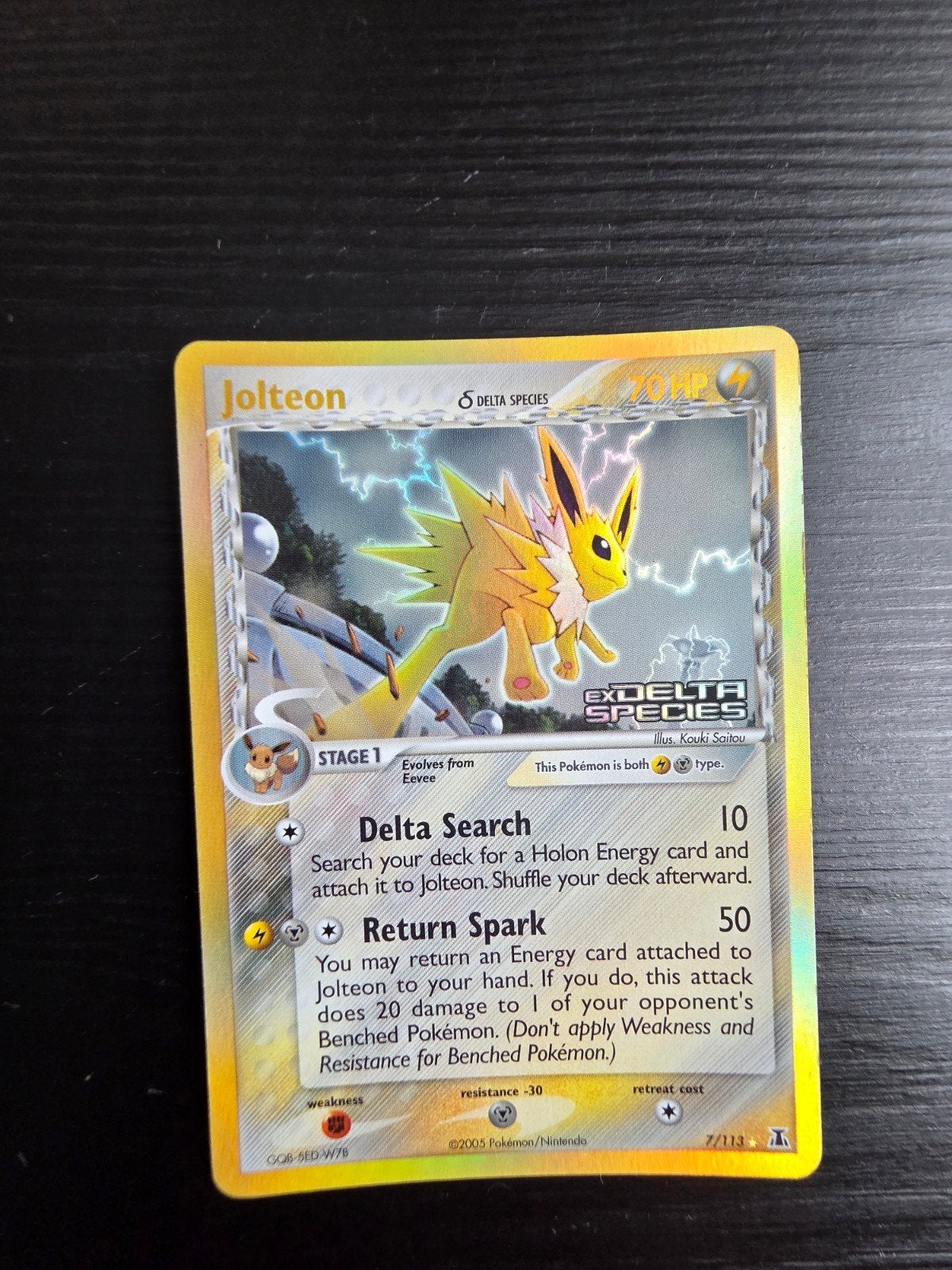 Jolteon δ Delta Species  Stamped Holo, Ophalen of Verzenden, Zo goed als nieuw, Losse kaart, Foil