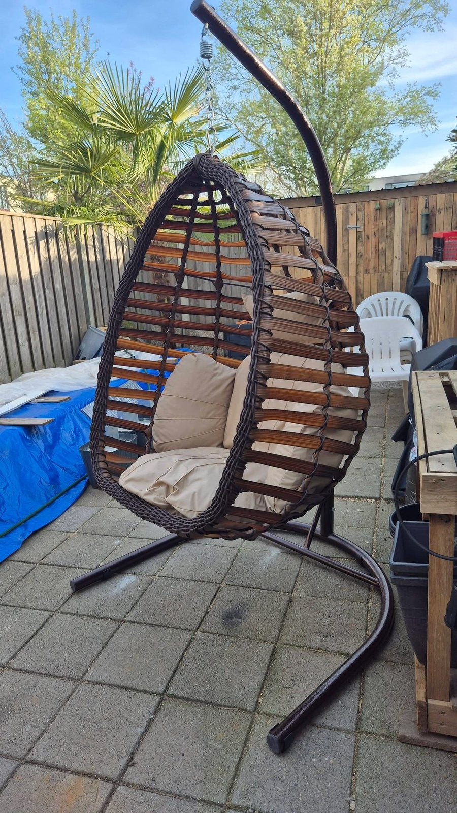 Egg Hangstoel Gumbet Bruin Wicker - Binnen & Buiten, Ophalen, R2V, R2V, R2V