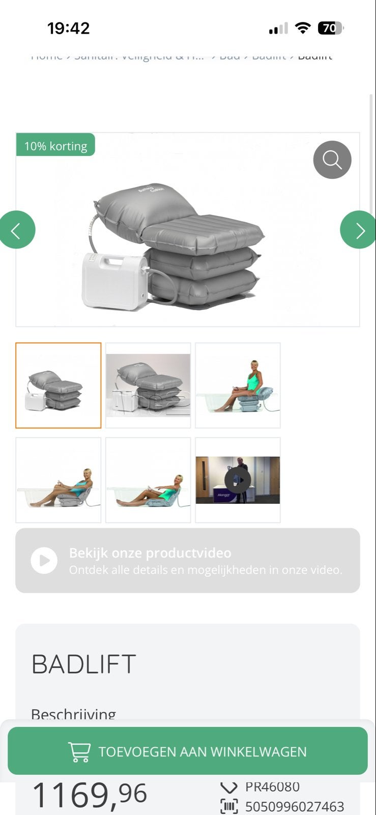 Badlift met beugel voor veilig baden, Ophalen, Gebruikt, Overige typen