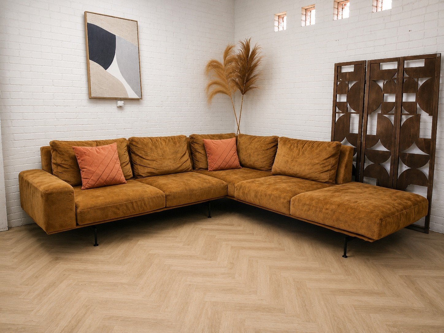 Hoekbank | Design | Passe Partout - Gold/Cognac, Ophalen of Verzenden, Zo goed als nieuw, Stof