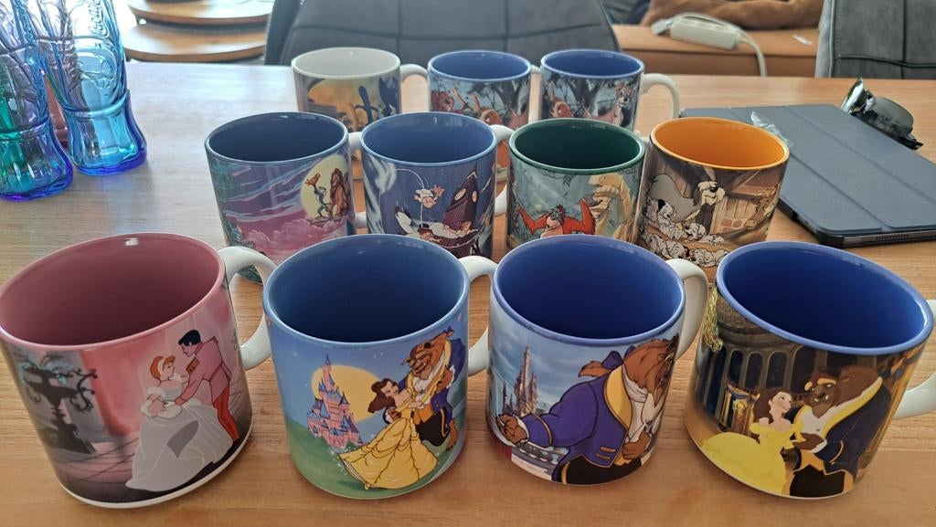 Disney Mokken '90 jaren Collectie - Diverse Sprookjesfiguren, Ophalen, Gebruikt, Keramiek, Overige stijlen