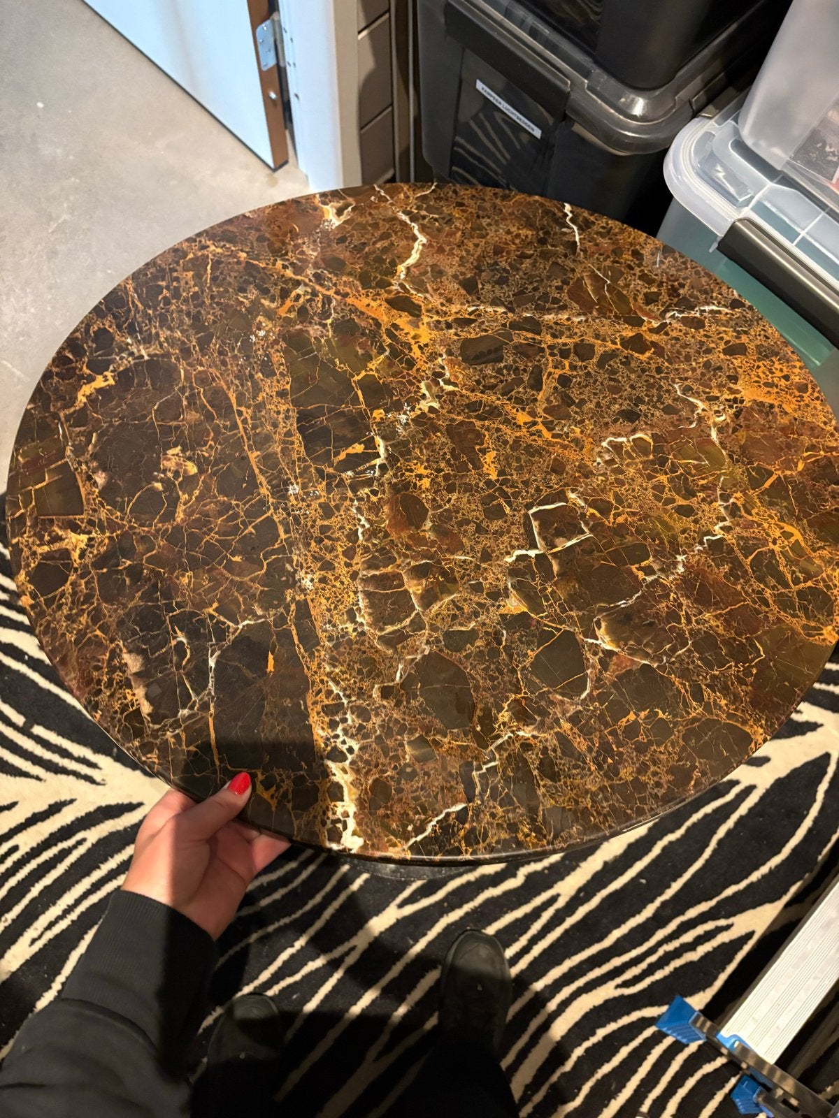 Ronde bistro tafel met marmer blad, Ophalen, Overige materialen, Gebruikt, Rond