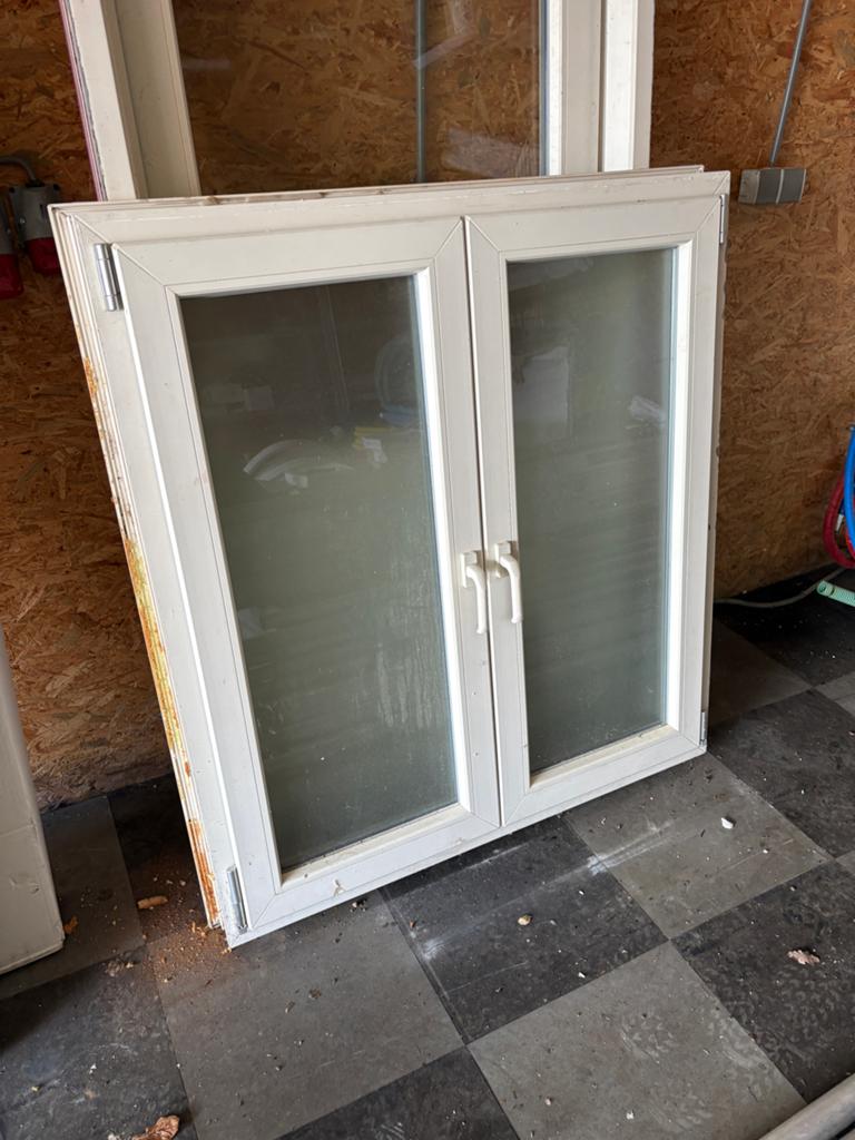 Veka kozijn met dubbelglas, Ophalen, Gevelraam of Ruit, Gebruikt, 80 tot 120 cm