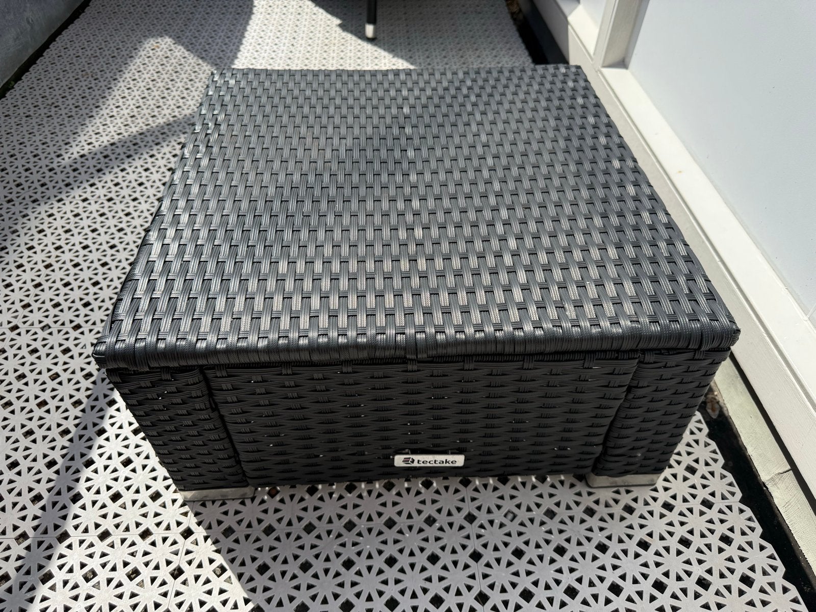 Tectake Wicker Opbergbox - Zwart, Tuin en Terras, Tuintafels, Ophalen, Zo goed als nieuw, Vierkant, Wicker