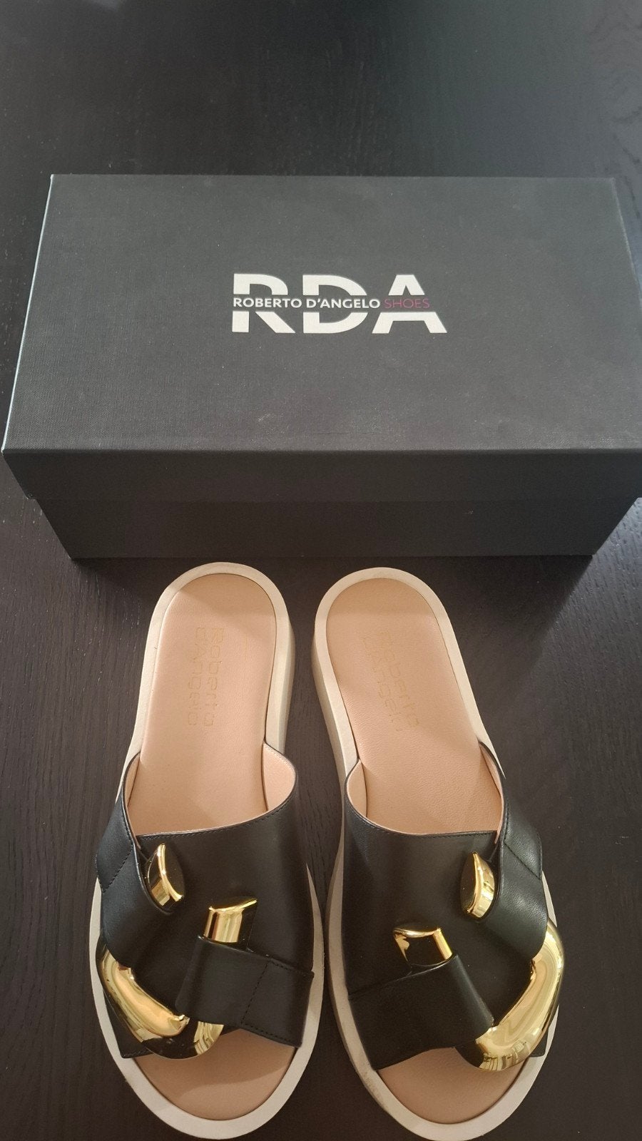 Roberto D'Angelo Slippers - Zwart met gouden details, Ophalen of Verzenden