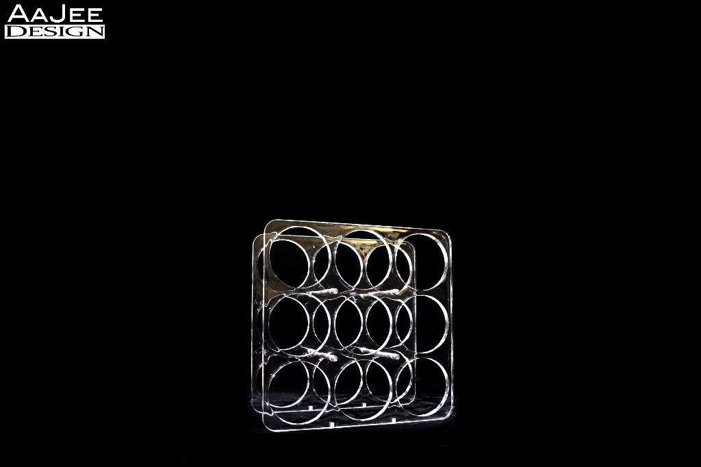 Wijnrek – plexiglas – flessenhouder – postmodern design, Ophalen of Verzenden, Gebruikt, Kunststof, 5 tot 15 flessen