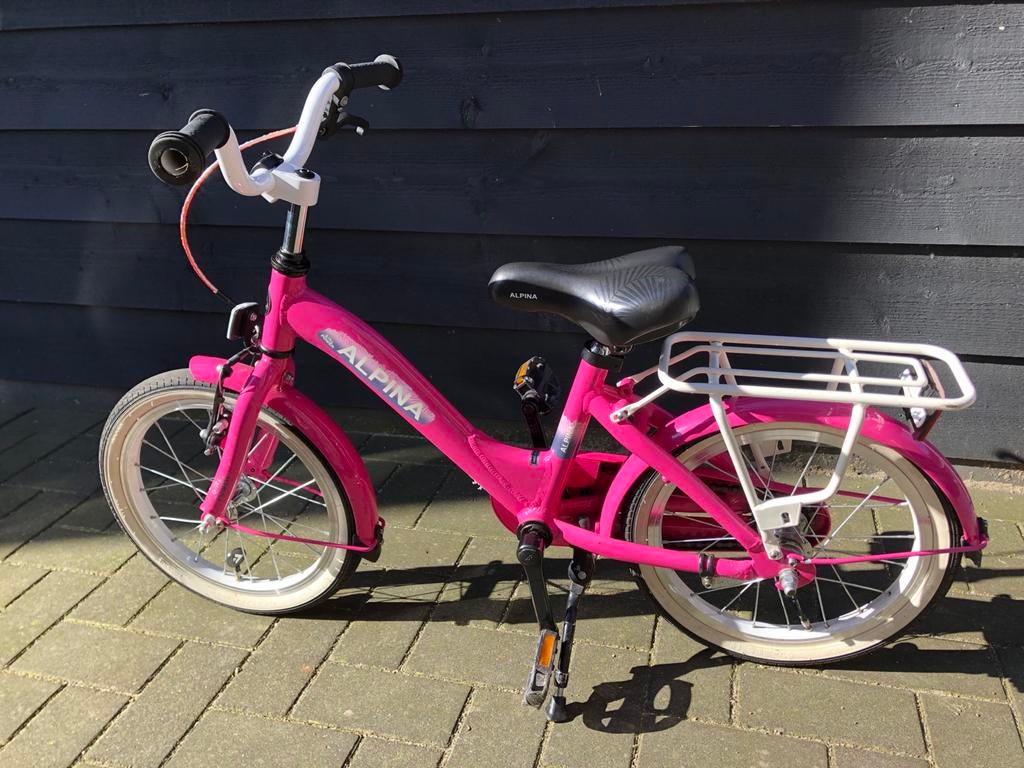 Alpina kinderfiets roze 16 inch, Fietsen en Brommers, Fietsen | Meisjes, Ophalen, Zo goed als nieuw, 16 inch, Handrem