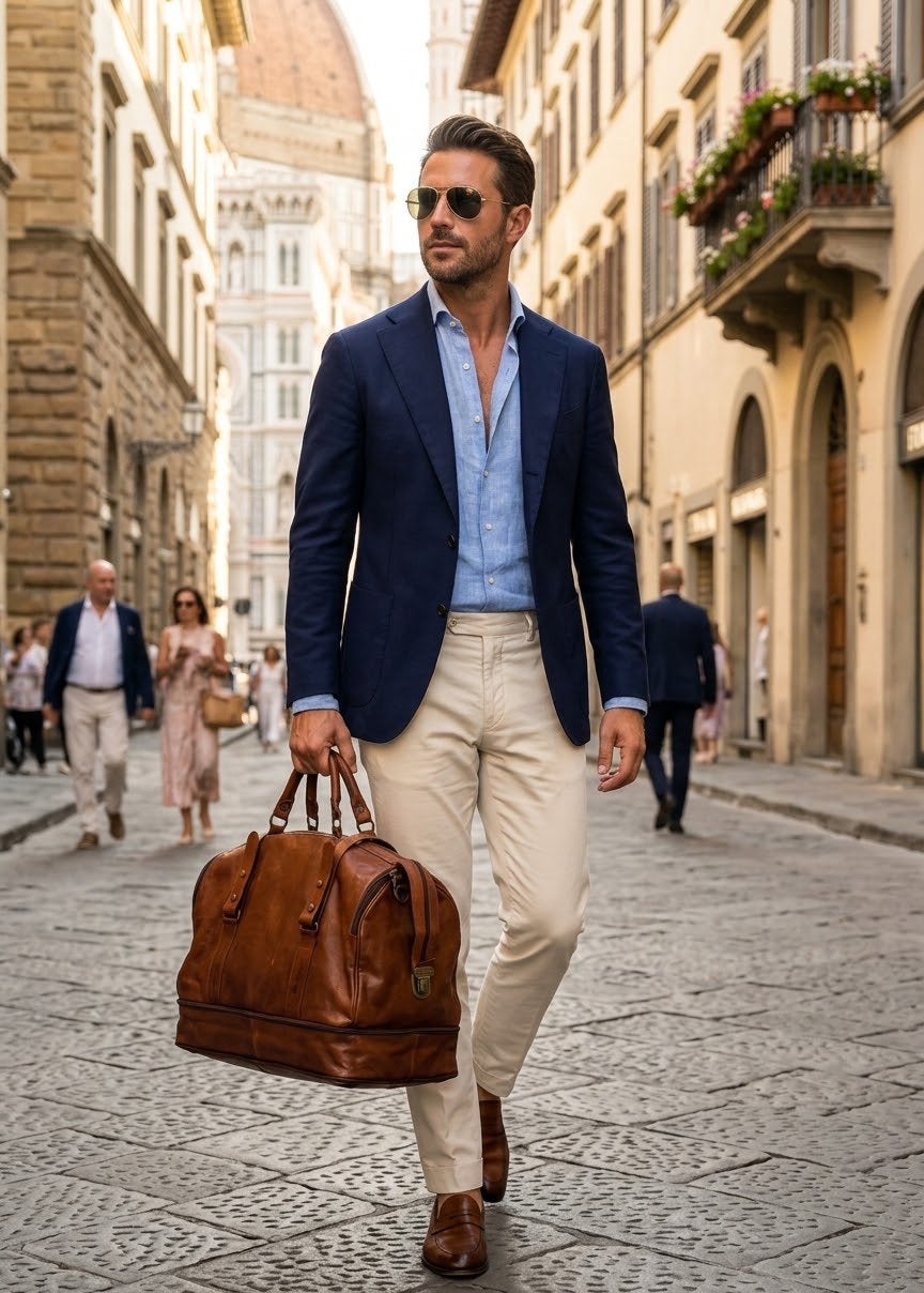 Karaktervolle vintage Italiaanse leren weekender, Ophalen, Gebruikt, 20 tot 30 cm, Bruin