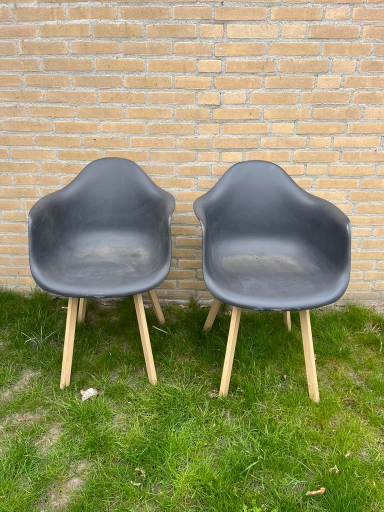 Zwarte tuinstoelen kuipjes, Ophalen, Gebruikt, Kunststof