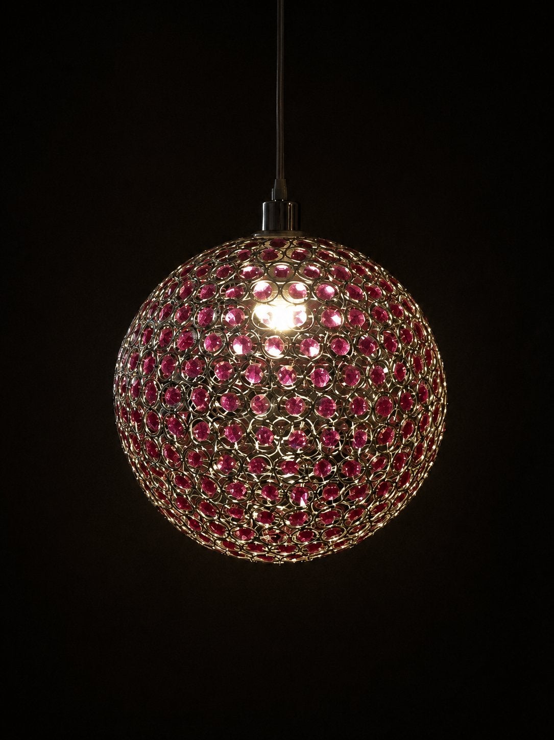 Nette hanglamp met roze kristallen, Ophalen, Zo goed als nieuw, Metaal, E27 (groot)