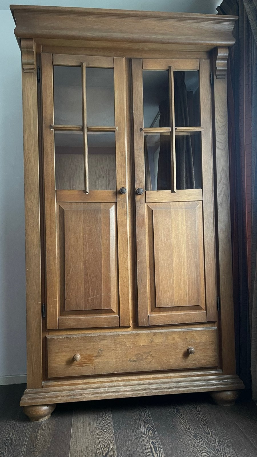Gratis!!! Antieke houten vitrinekast met lade, Antiek en Kunst, Ophalen