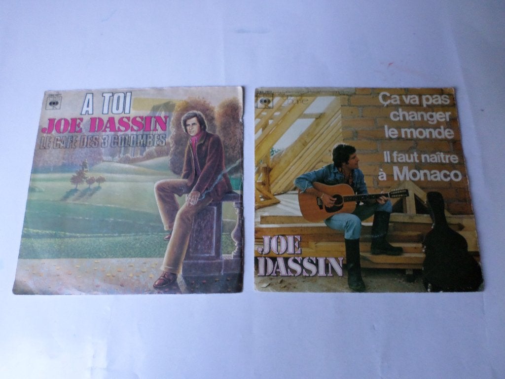 Joe Dassin - 2 Vinyl Singles A Toi & Ca Va Pas Changer Monde, Overige genres, 7 inch, Ophalen of Verzenden, Zo goed als nieuw