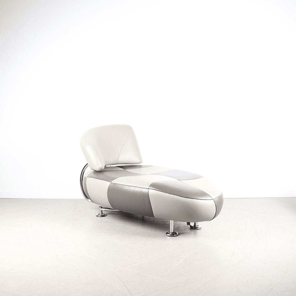 Leolux Kikko Chaise Longue Fauteuil Antraciet Leer, Niet ingevuld, Leolux, Niet ingevuld, Zo goed als nieuw