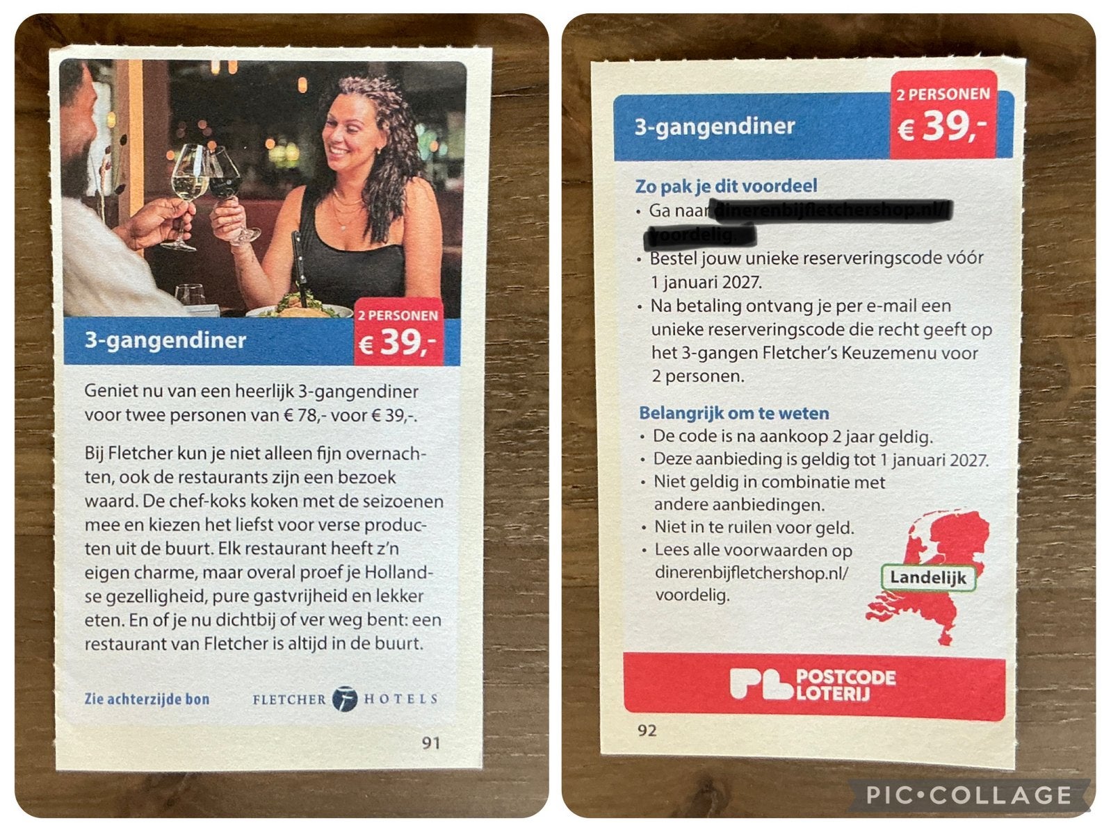 Voordeelbon 3-gangendiner bij Fletchers Hotels (KWF), Tickets en Kaartjes, Twee personen, Kortingsbon