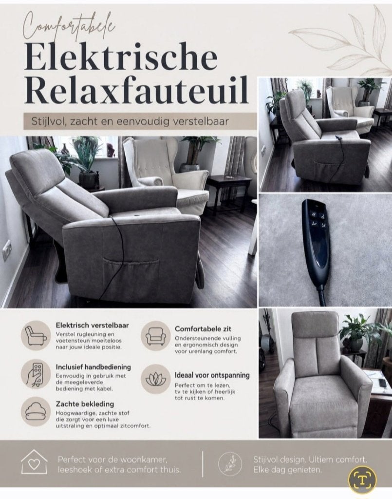 Elektrische Sta-op stoel met Dubbele Motor, Huis en Inrichting, Ophalen, Modern, Comfortabel, Nieuw, 75 tot 100 cm