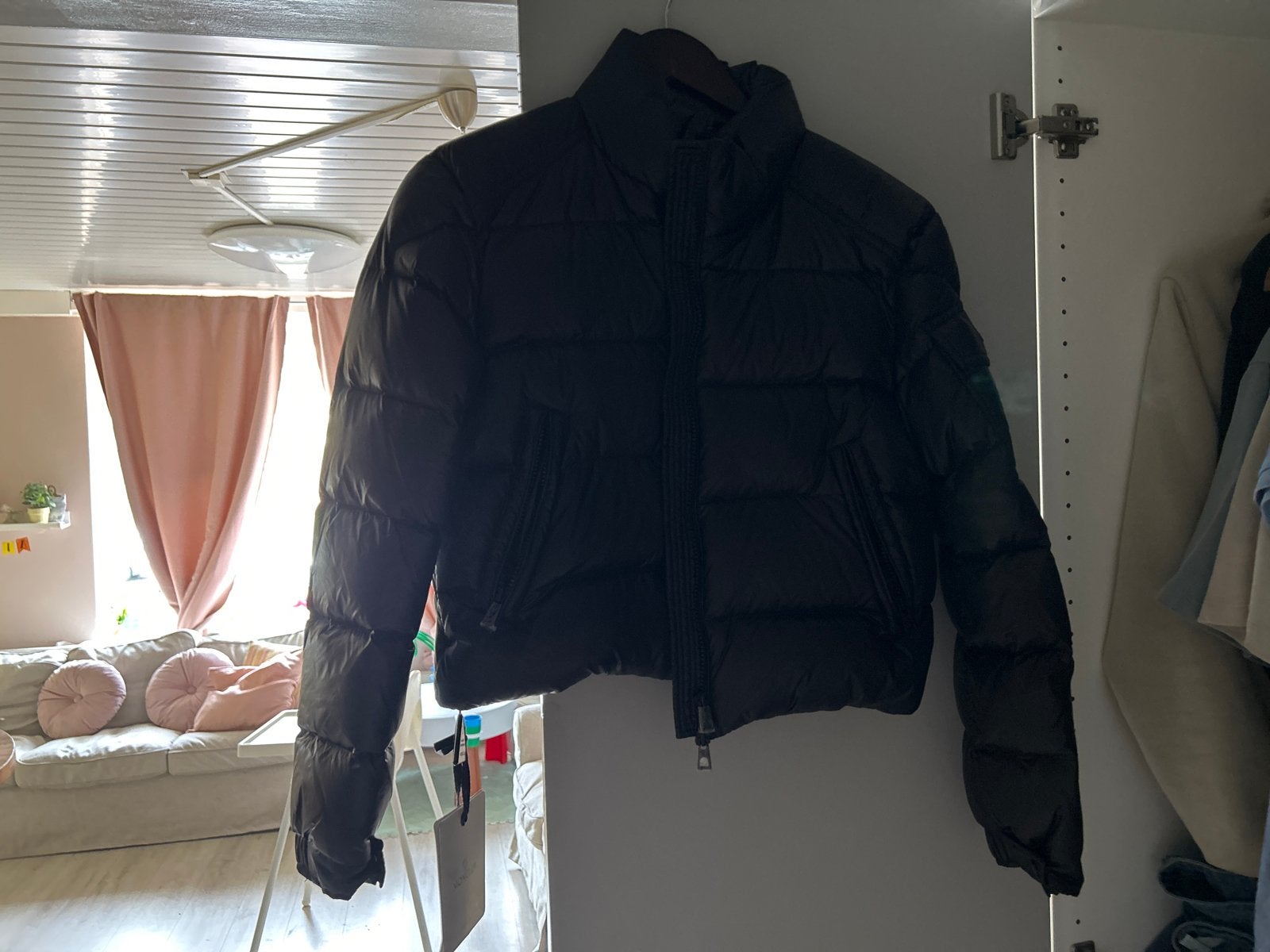 Moncler Puffer Jas Zwart -, Kleding | Dames, Jassen | Winter, Ophalen of Verzenden, Zo goed als nieuw, Maat 38/40 (M), Zwart