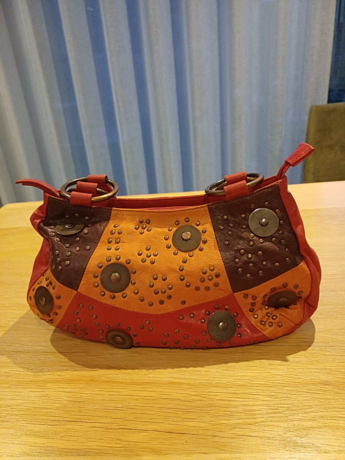 mooie vintage handtas ,kleuren bruin rood cognac kleur, Ophalen of Verzenden, Zo goed als nieuw, Overige kleuren, Handtas