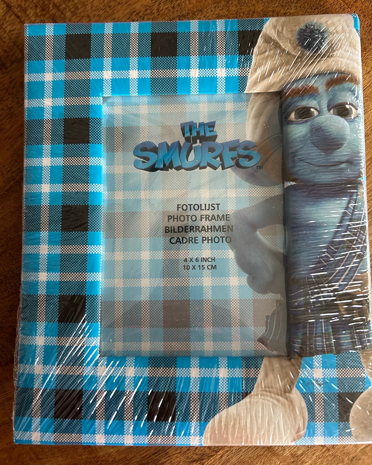 Nieuwe Smurfen fotolijst 10x15 cm - Blauw geruit., Kunststof, Blauw, Nieuw, Ophalen of Verzenden