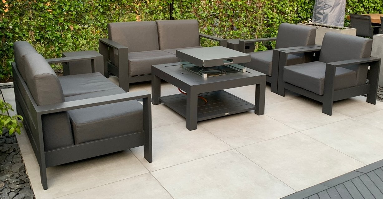 Lounge set incl Life buitenhaard, Tuin en Terras, Tuinsets en Loungesets, Ophalen, 6 zitplaatsen, Aluminium, Loungeset