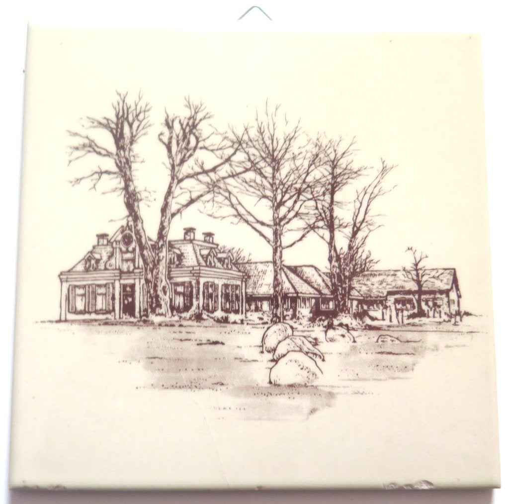 tegel met LANDGOED (mog. UITSPANNING met HUNEBEDDEN) - fabr, Antiek en Kunst, Ophalen of Verzenden