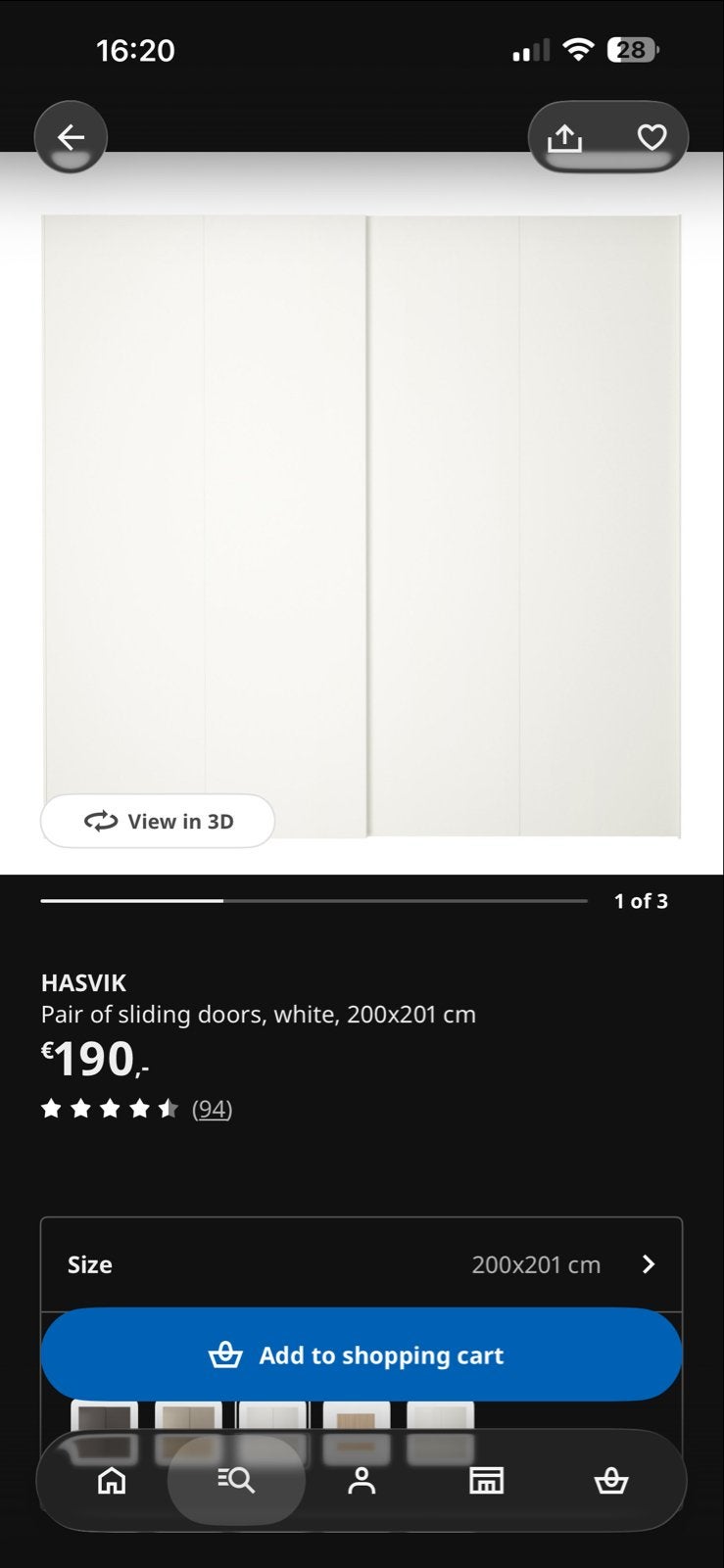 IKEA HASVIK Schuifdeuren met softclose systeem 200x201cm, Huis en Inrichting, Ophalen, Gebruikt, Met deur(en), 200 cm of meer