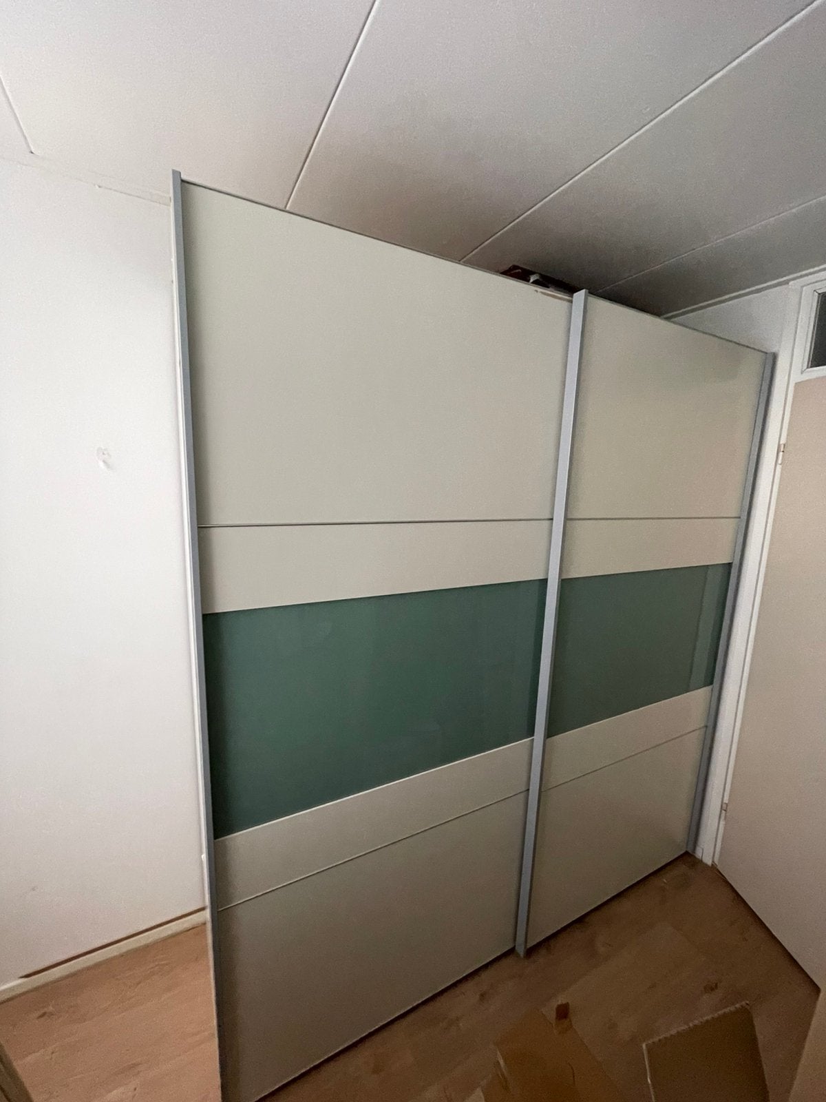 🧡 Witte zweefdeur kledingkast 216x63x200cm 🧡, Ophalen, Met deur(en), Gebruikt, 200 cm of meer