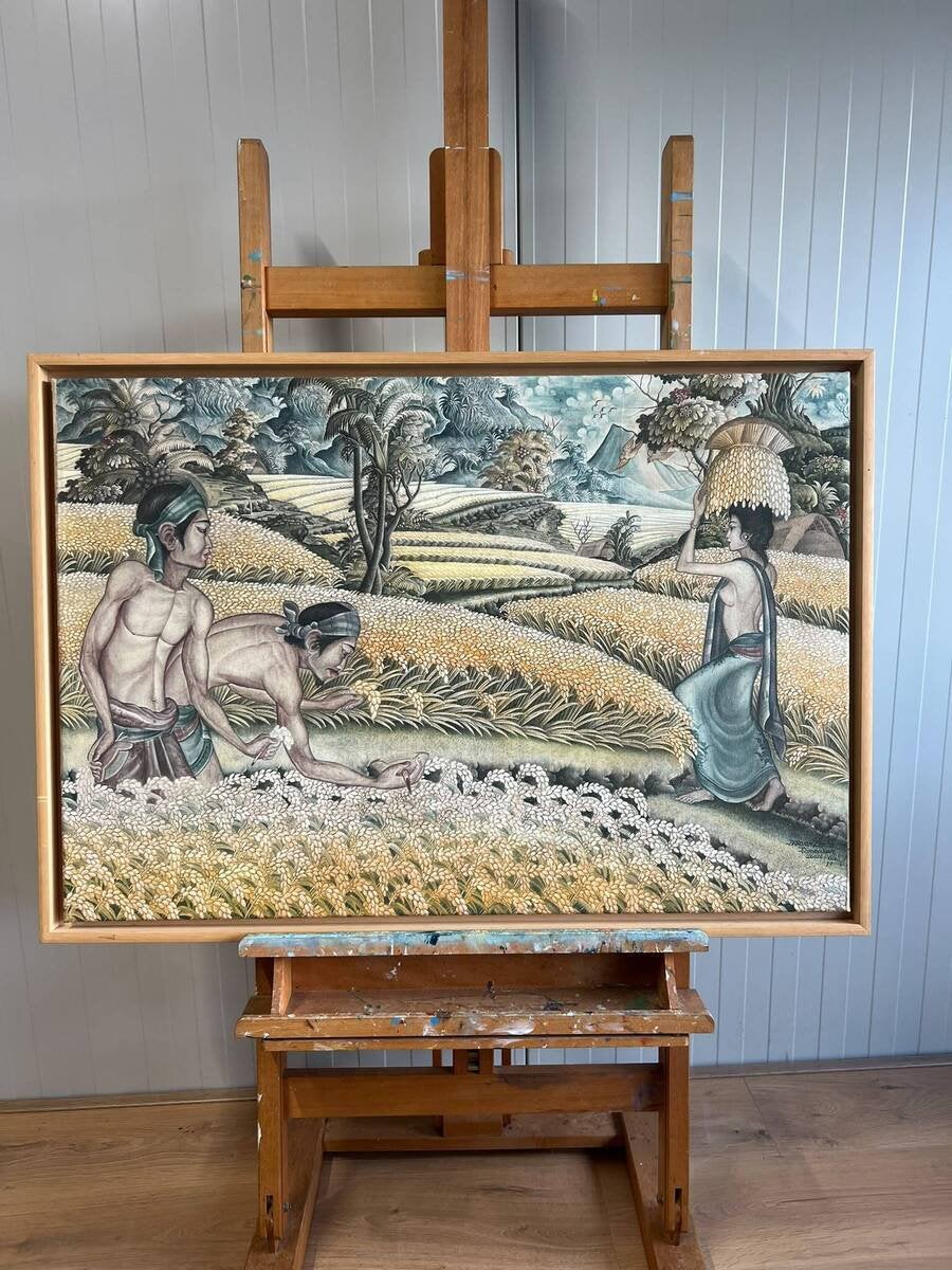 Kavel 272 - Balinese rijstvelden met oogstende boeren, Ophalen of Verzenden
