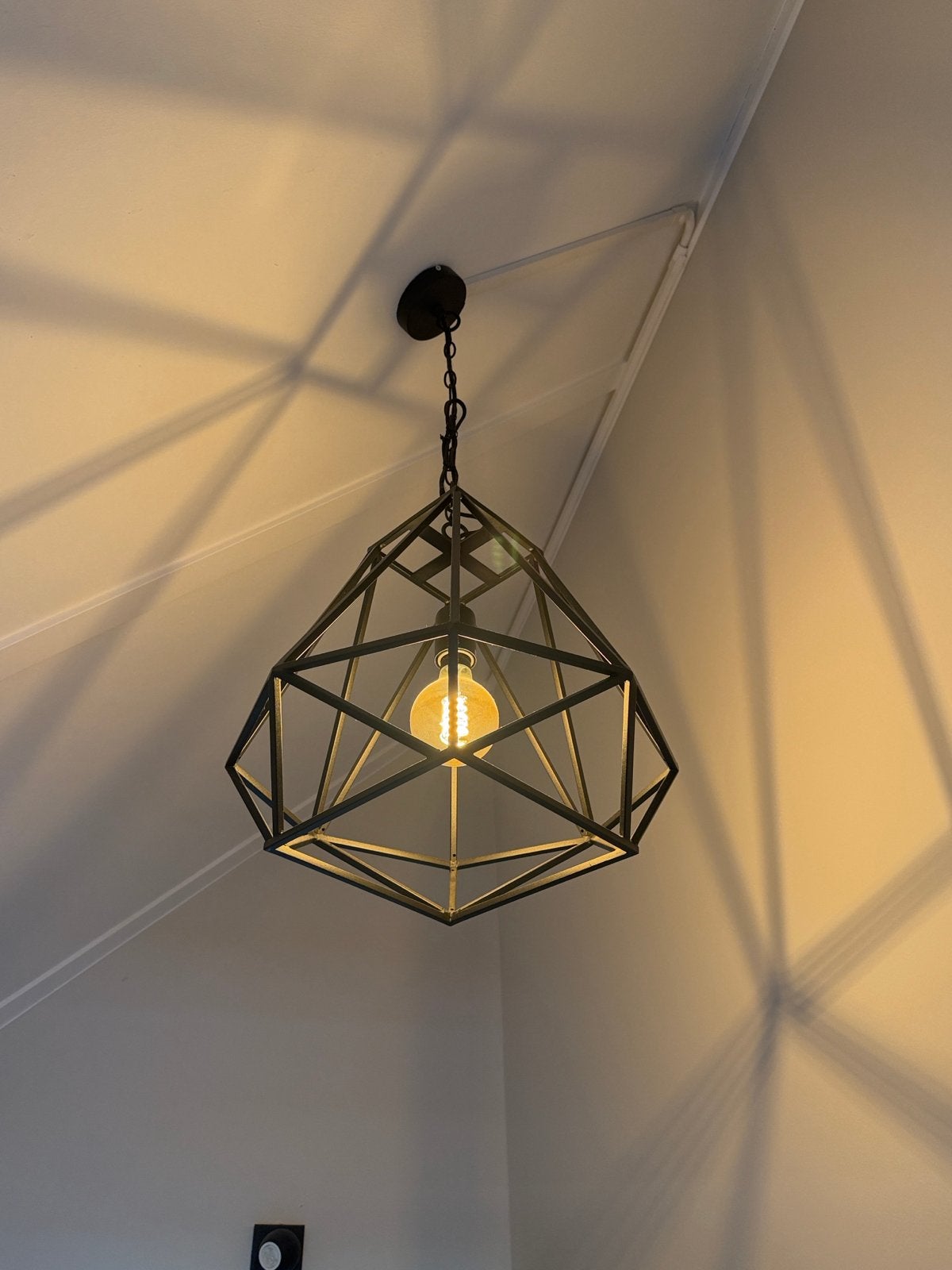 Moderne geometrische hanglamp - Zwart metaal, Ophalen, Zo goed als nieuw, Metaal, E27 (groot)