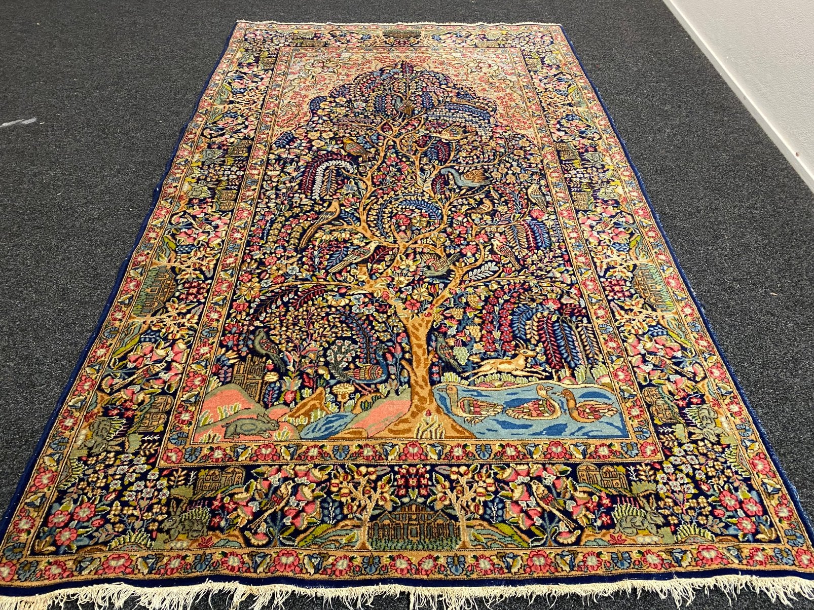 Mooi origineel Antiek handgeknoopt tapijt kleed, Gebruikt, 100 tot 150 cm, ., 200 cm of meer