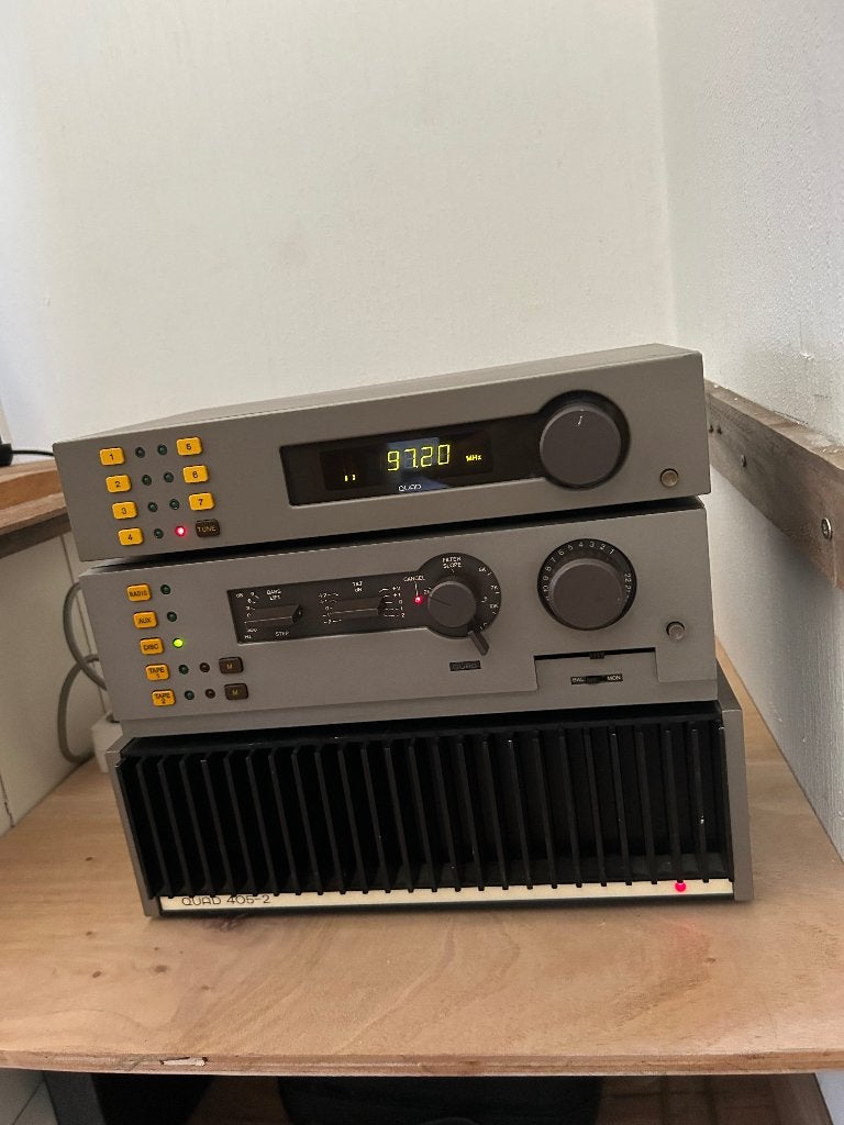 Quad 34, 405-2 en FM4 Hifi Set - Vintage Audio, Gebruikt, Tuner of Radio, Losse componenten, Ophalen