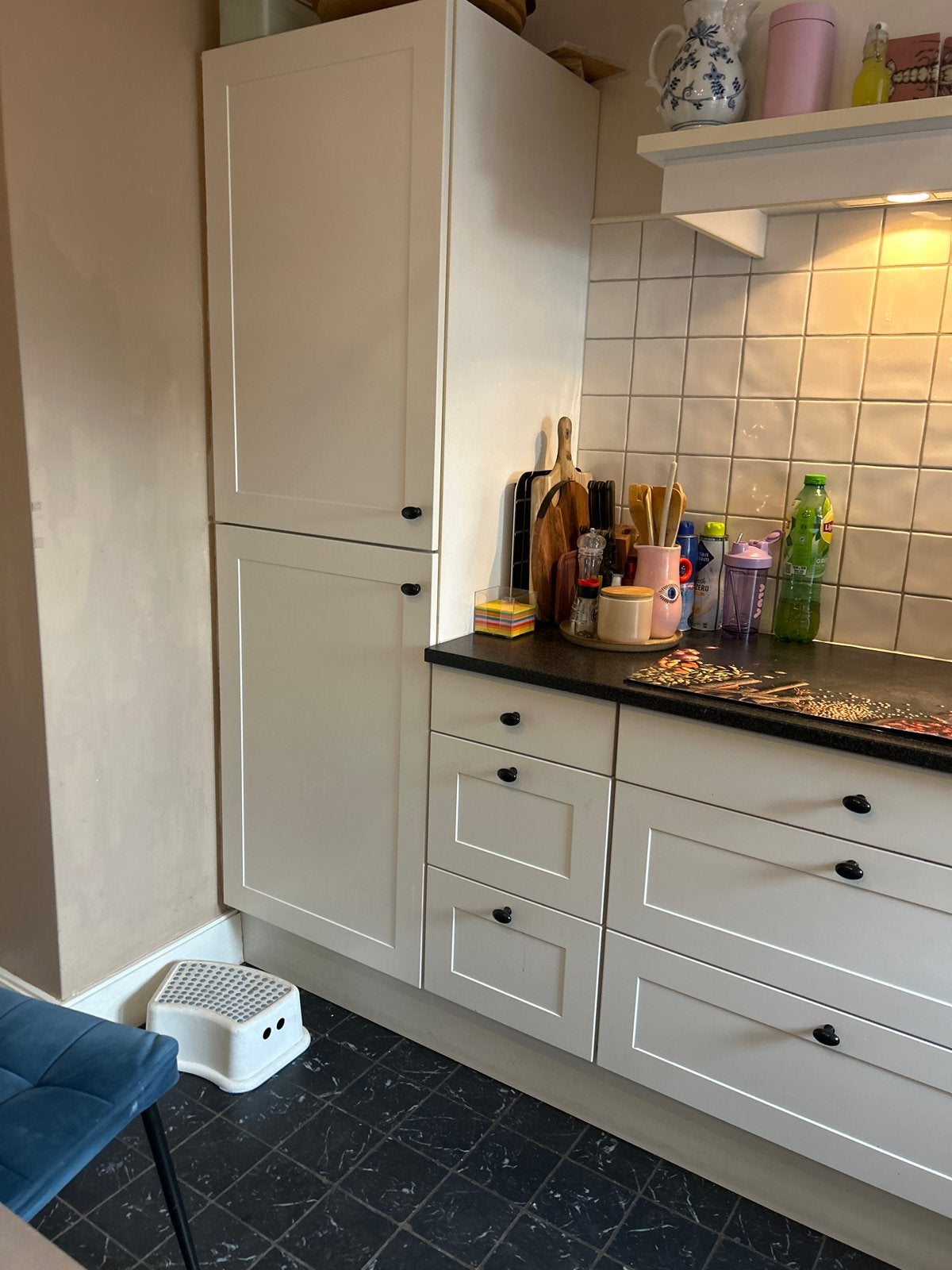 Complete keuken met inbouwapparatuur - excl vaatwasser, Gebruikt, Wit, Hoekkeuken, Ophalen of Verzenden