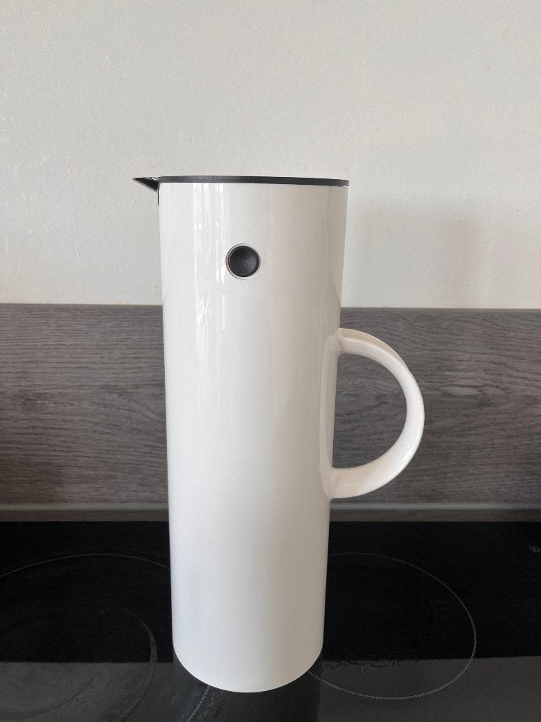 Stelton EM77 Thermoskan - Wit - Goede Staat, Huis en Inrichting, Keukentrolley, Ophalen of Verzenden, Zo goed als nieuw, Metaal