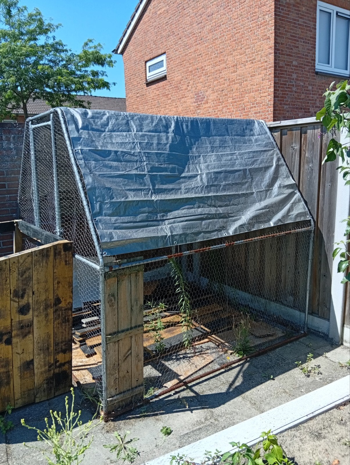 Grote Kippenren (2m x 2m x 2m) + Houten Nachthok (DIY Projec, Dieren en Toebehoren, Pluimvee | Toebehoren, Ophalen, Gebruikt, Kippenhok of Kippenren