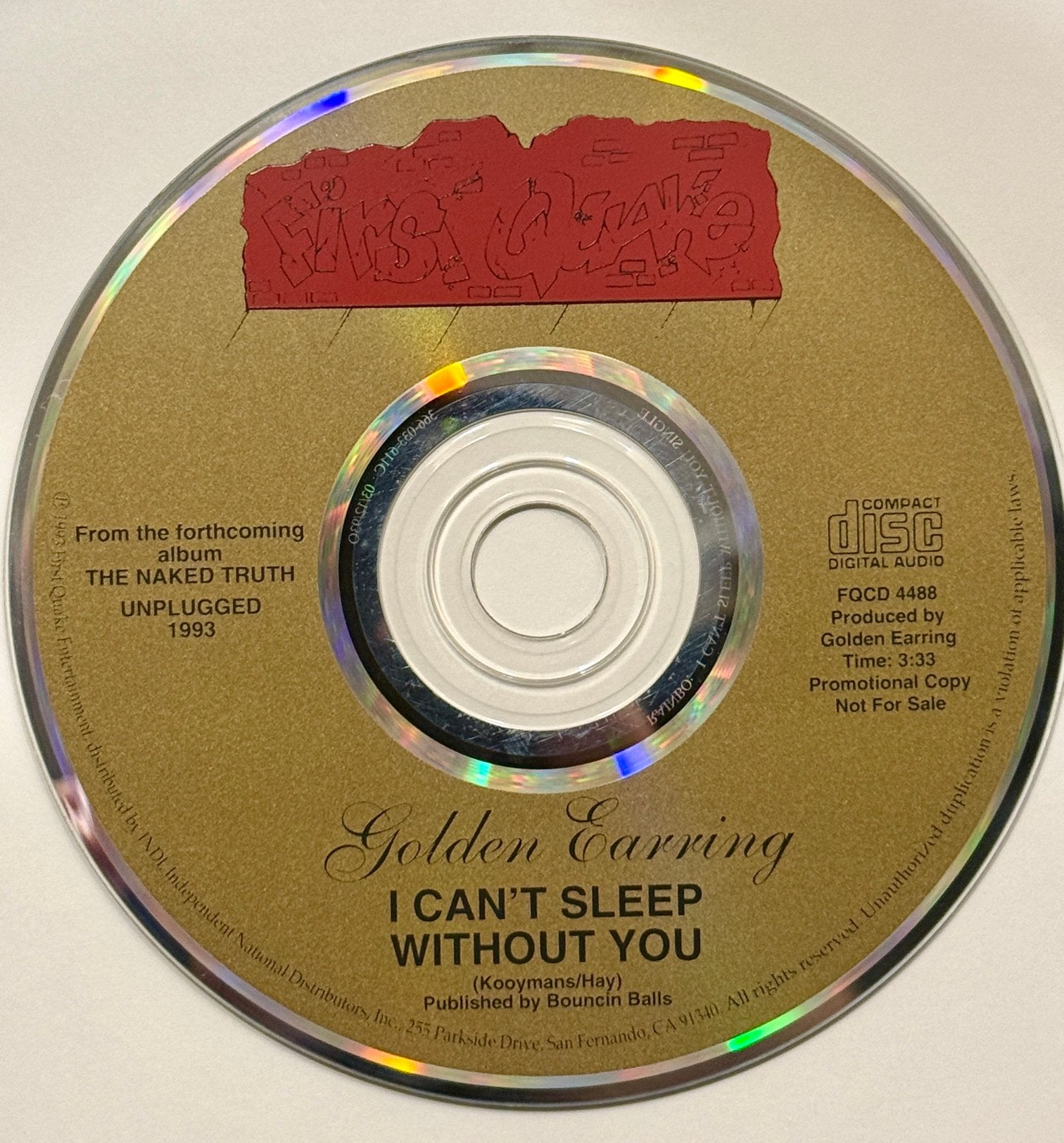 PROMO CD - Golden Earring – I Can't Sleep Without You, Ophalen of Verzenden, Zo goed als nieuw