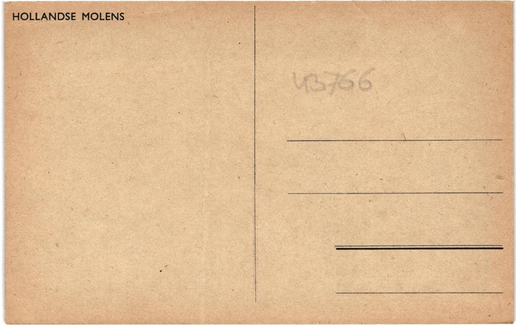 43766 Molen locatie onbekend _Nette oude kaart Onbeschreven, Verzamelen, Ophalen of Verzenden, 1940 tot 1960, Ongelopen, Noord-Brabant