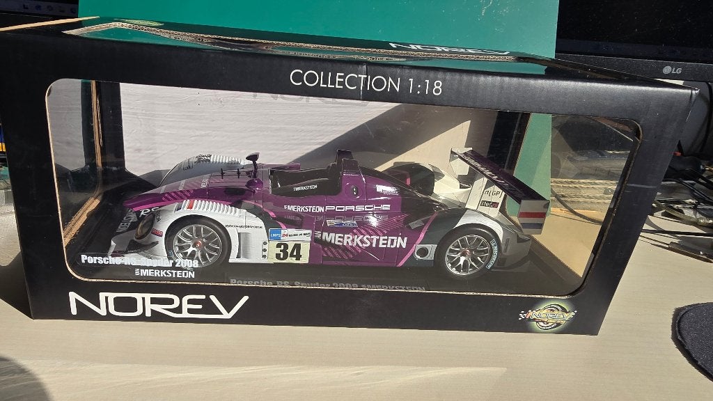 Norev Porsche RS Spyder 2008 #34 Merkstein 1:18, Hobby en Vrije tijd, Ophalen of Verzenden, Nieuw, Auto, Norev