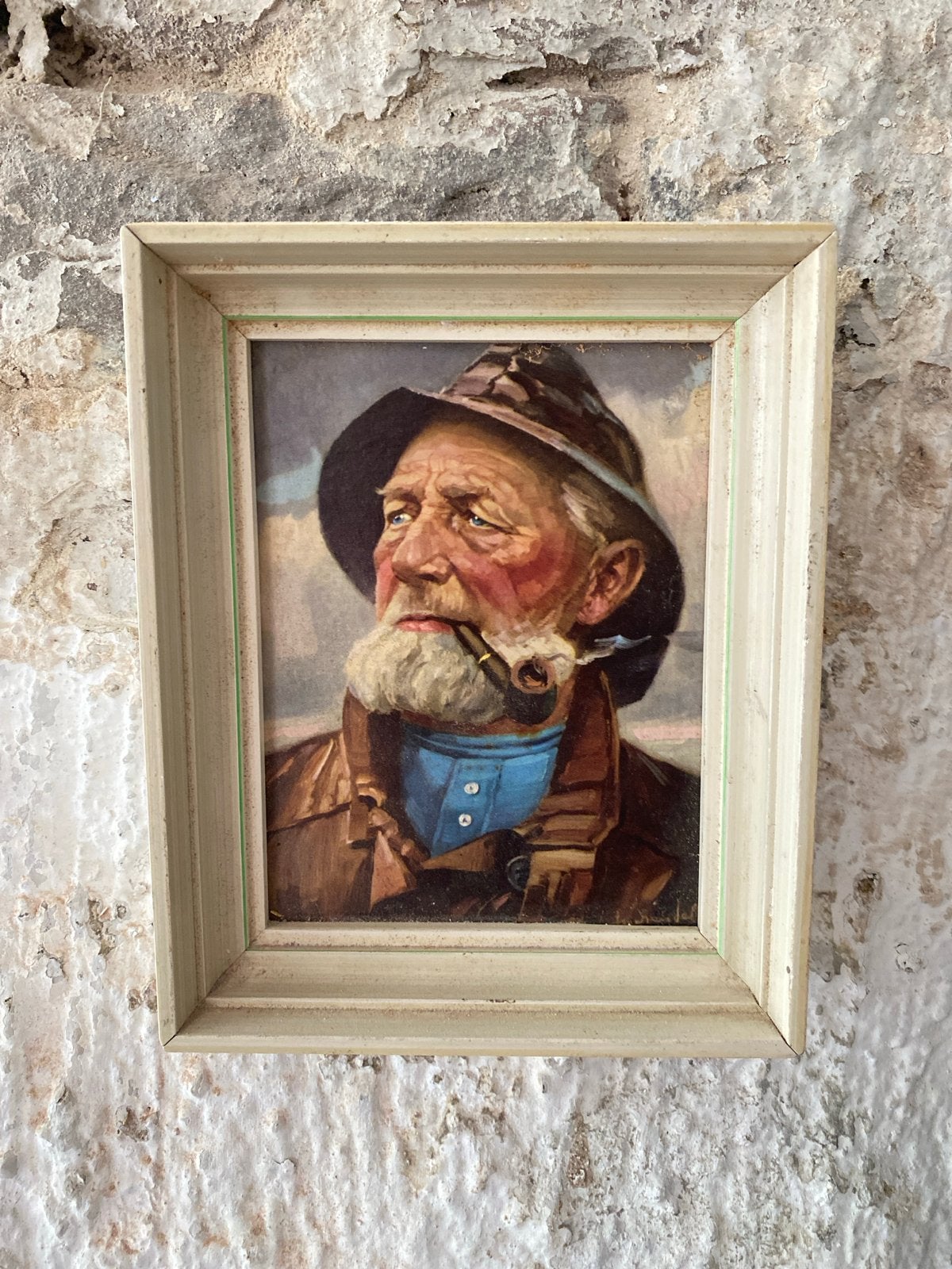 Portret van een Pijprokende Visser, Doek, Portret of Personen, Realistisch, Ophalen of Verzenden