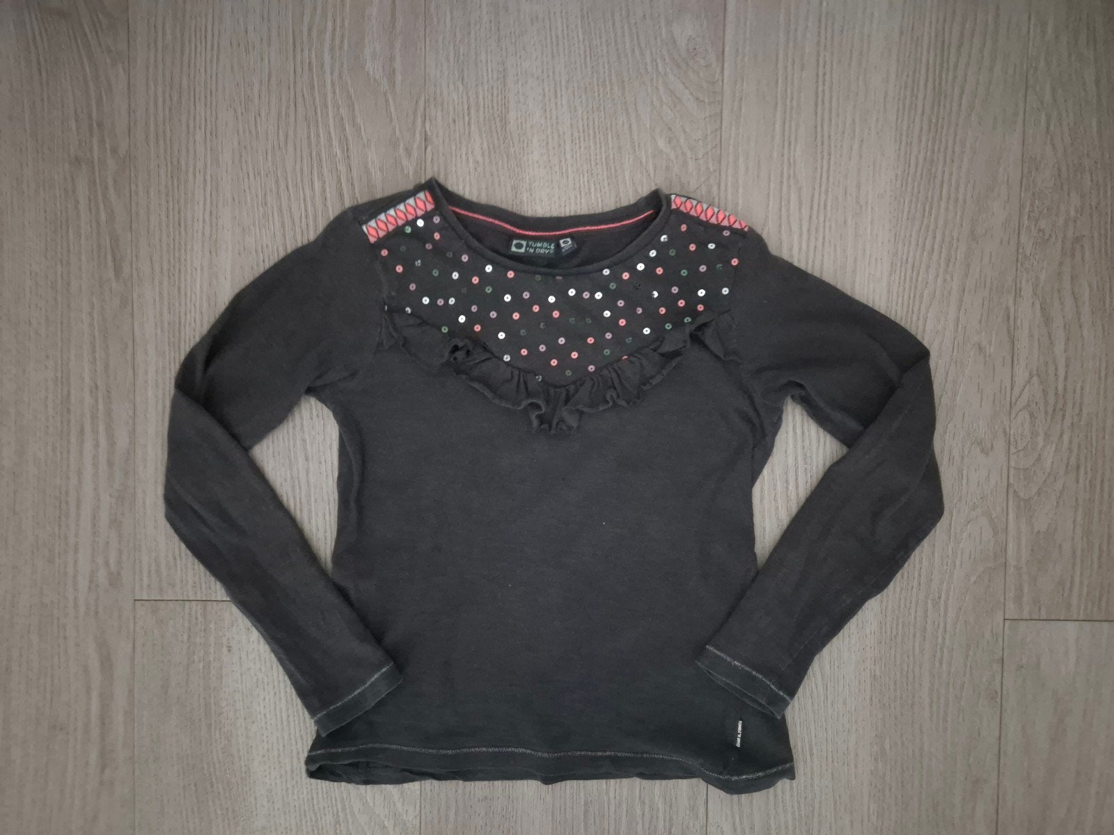 Tumble n dry longsleeve grijs roze pailletten mt 134/140, Ophalen of Verzenden, Zo goed als nieuw, Meisje, Shirt of Longsleeve