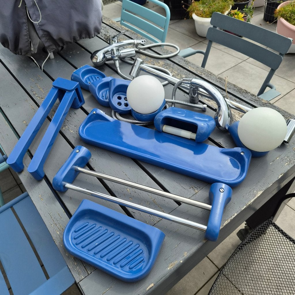 Vintage badkamerset wasbak zuil douche scherm grohe kranen, Ophalen, Gebruikt, Douche