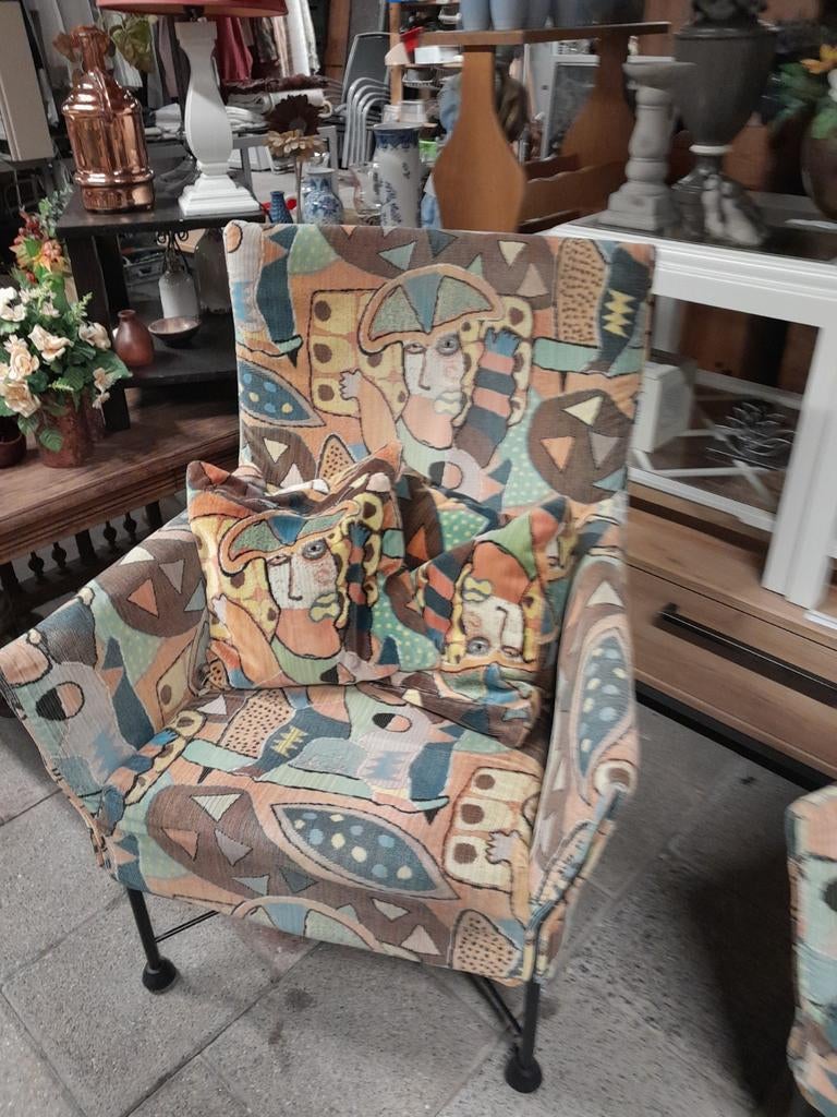 Design fauteuil, bekleding ontwerp Clemens Briels, Antiek en Kunst, Antiek | Meubels | Stoelen en Banken, Ophalen