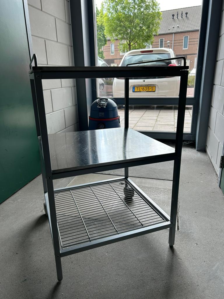 Keuken trolley RVS, vintage Ikea, 54x54x80, Ophalen, Gebruikt, Metaal, Grijs