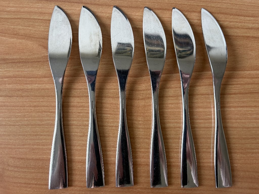 6 Vismessen van Christofle - gemerkt., Antiek en Kunst, Kunst | Designobjecten, Zilver, Ophalen of Verzenden, Gemerkt, Metaal