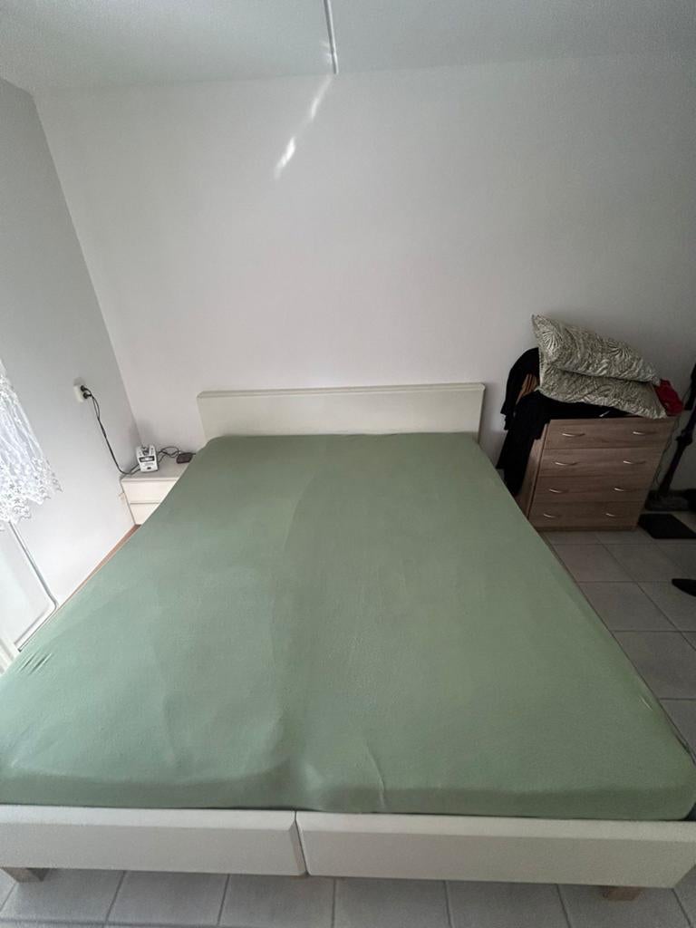 Tweepersoons bed inclusief matrassen, Ophalen, Gebruikt, 90 cm, Eenpersoons