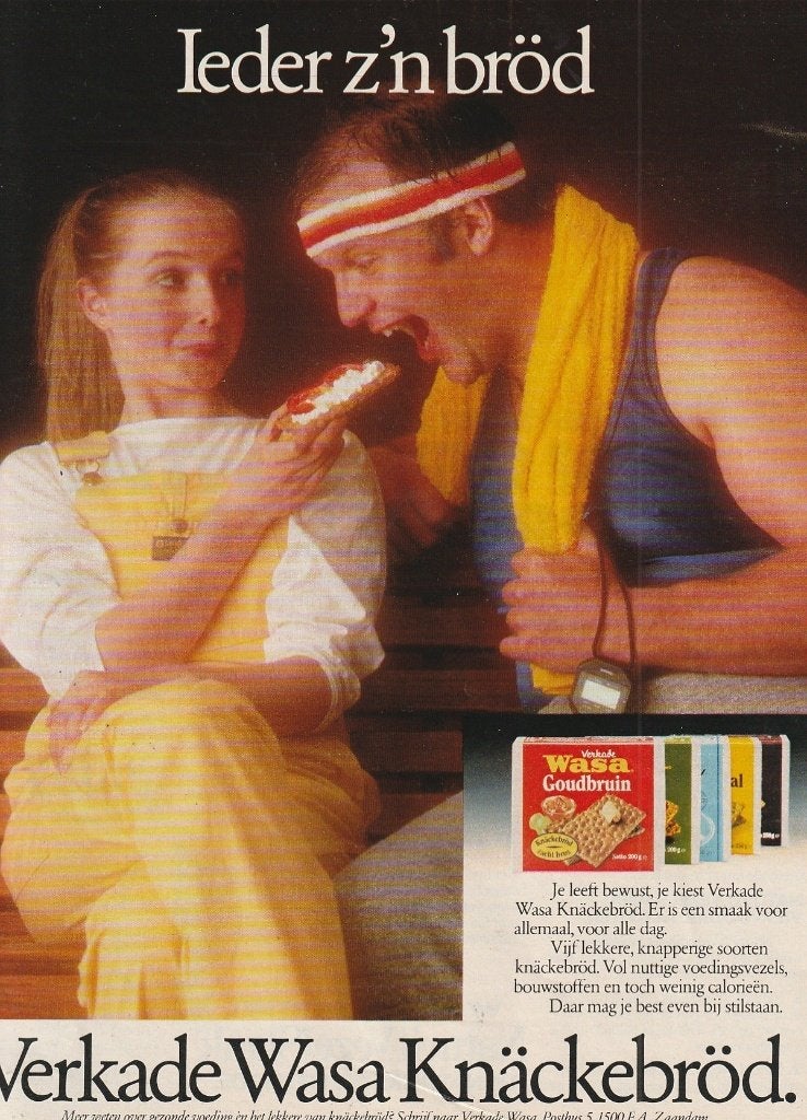 Retro reclame 1983 Verkade crackers vrouw Oshkosh tuinbroek, Verzenden, Overige typen
